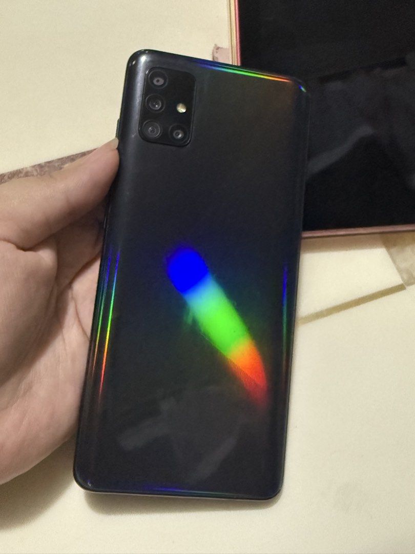 Samsung A51 4G 2019/2020 (Category: Samsung) located in Bacoor. Submitted by heyitscfajardo (Listing ID 1464024605, Image 3). Description: - Samsung A51 4G (2019/2020 model) - 128GB internal storage - Sleek design with prism effect back - Reliable Galaxy A series smartphone - Globe Locked Can be negotiated RFS: Need desperate funds.