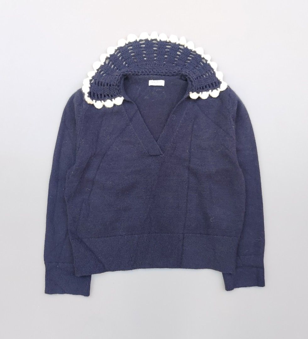 Sandro Jill navy blue spread collar wool sweater (Category: Coats, Jackets and Outerwear) located in Baguio. Submitted by archival_thrifted.ph. (Listing ID 1463944016, Image 2). Description: FOR SALE‼️ .SANDRO JILL NAVY BLUE SPREAD COLLAR WOOL SWEATER . EXCELLENT CONDITION .BEST FIT MEDIUM .PHP 1500 PLUS SF .❌❌ COP/COD .MOP GCASH .COURIER J&T .BAGUIO AREA .DM FOR SURE BUYER TY.