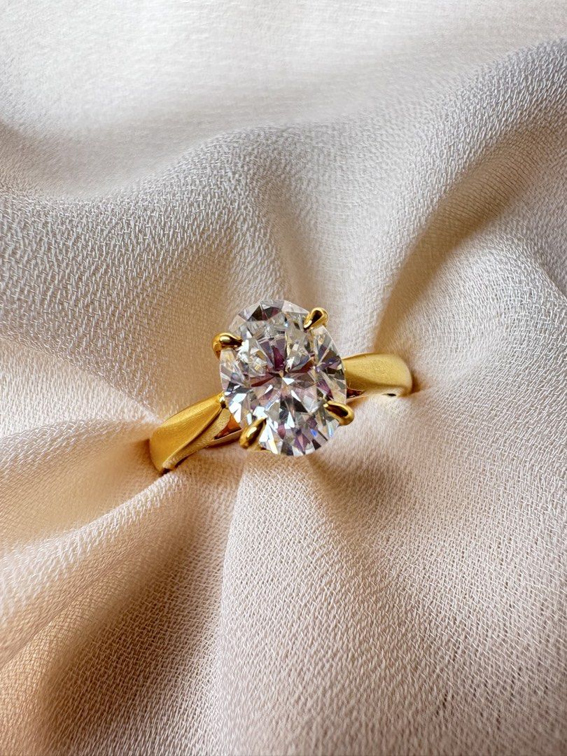 Sarah Engagement Ring (OVAL) (Category: Rings) located in Cavite. Submitted by daintyme.03 (Listing ID 1464003631, Image 1). Description: 💚SARAH Engagement Ring💚 —4 Claw Prong w/ Gallery Rail and Cathedral Setting 💎Starts at 30,300php 💚Made to order/Customized 💚Authentic Moissanite Gemstone with GRA Certificate and Authenticity card (Pass Diamond Tester ✔️) 💚Starts at 3.5grams of gold 💚Available in 14k and 18k STANDARD and PAWNABLE Gold 💚