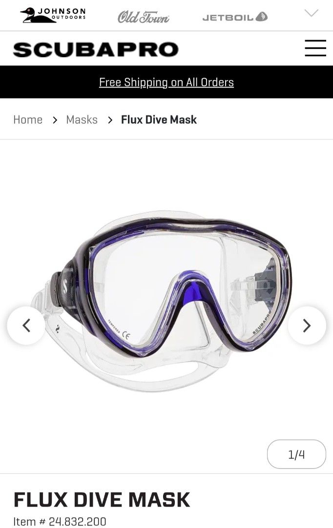 SCUBAPRO Flux Dive Mask - Clear (Category: Water Sports) located in Manila. Submitted by royalstar.e06881 (Listing ID 1464123786, Image 1). Description: - SCUBAPRO Flux Dive Mask - Clear lens with stylish blue accents - Durable tempered glass - Ideal for both snorkeling and diving - Designed for a comfortable fit - Item Number: 24.832.200 - Original Retail Price: $159.00.