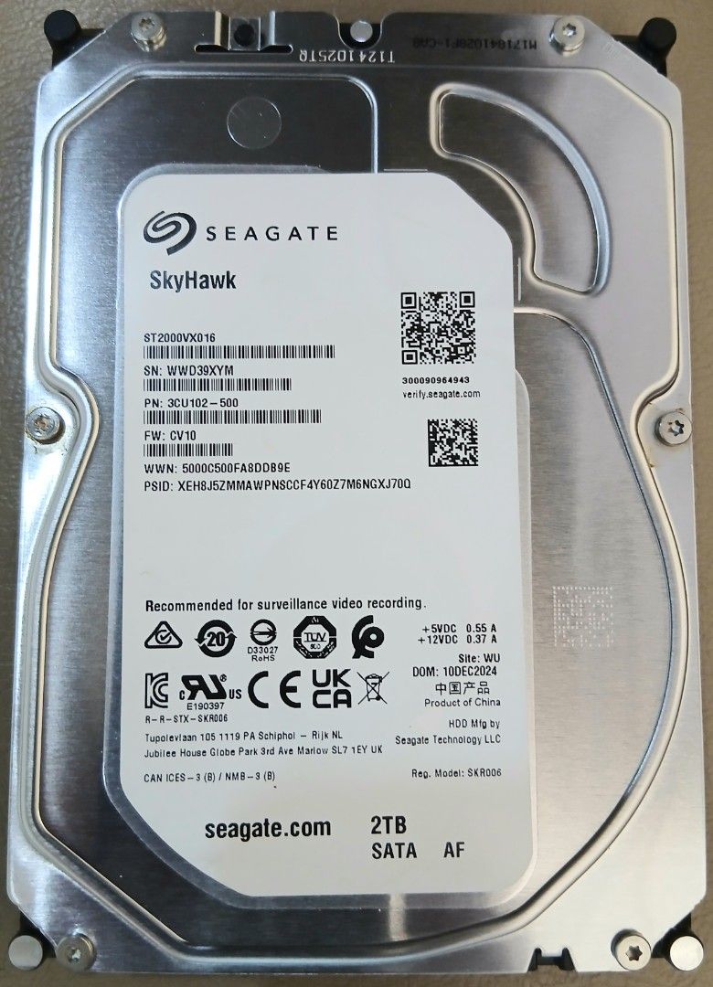 Seagate SkyHawk Hard Drive (Category: Hard Disks & Thumbdrives) located in Quezon City. Submitted by ranger.rgr (Listing ID 1463946191, Image 2). Description: Slightly use Seagate Skyhawk harddisk - 2TB 3.5" Hard Drive - Model: ST2000VX016 - Designed for Surveillance Video Recording as well as for PC - SATA Interface - Excellent Working Condition - Perfect for Security Systems DVR for CCTV & Extra Storage for PC as well Payment in Gcash, Maya, BD