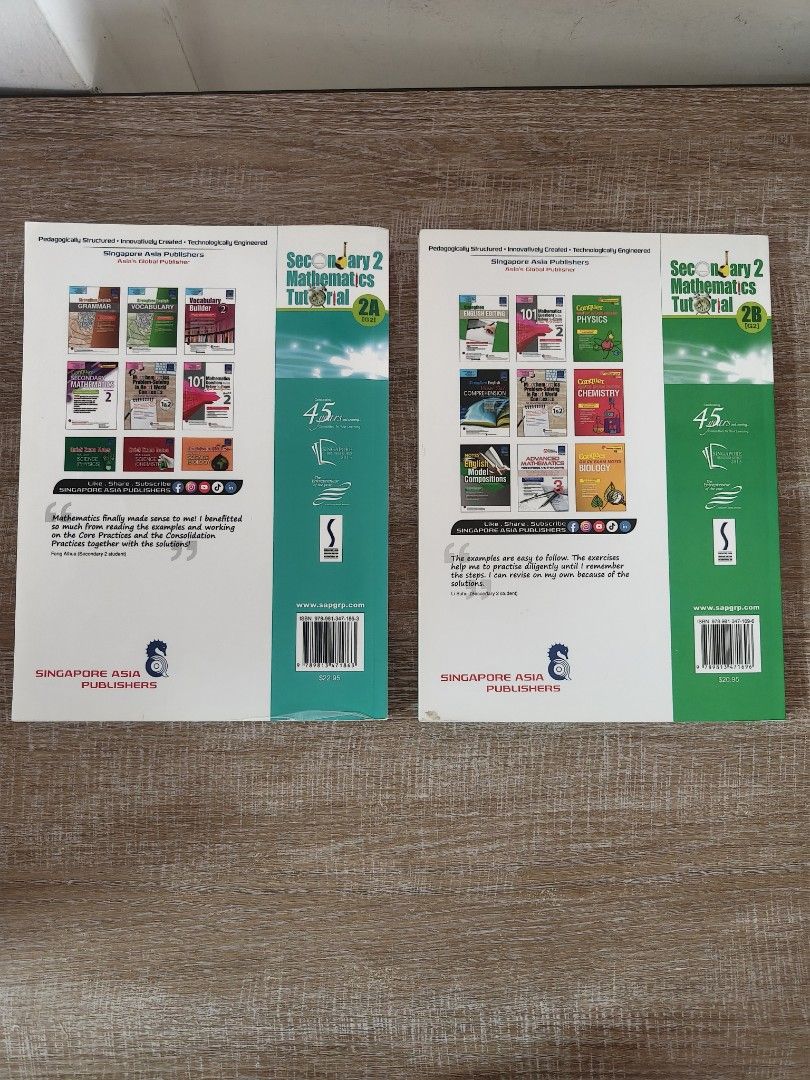 Sec 2 Maths G2 A/B tutorial bundle (Category: Assessment Books) located in Singapore. Submitted by wen1397 (Listing ID 1464024264, Image 2). Description: 2A is 30% done 2B is new.