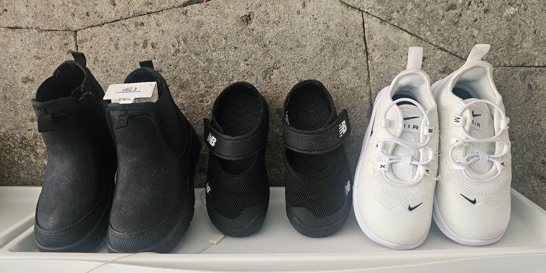 Selling as bulk! For 2yo (Category: Babies & Kids Fashion) located in Quezon City. Submitted by jlocab (Listing ID 1463980164, Image 2). Description: zara boots never used new balance well used nike rubber shoes used less than 10times.