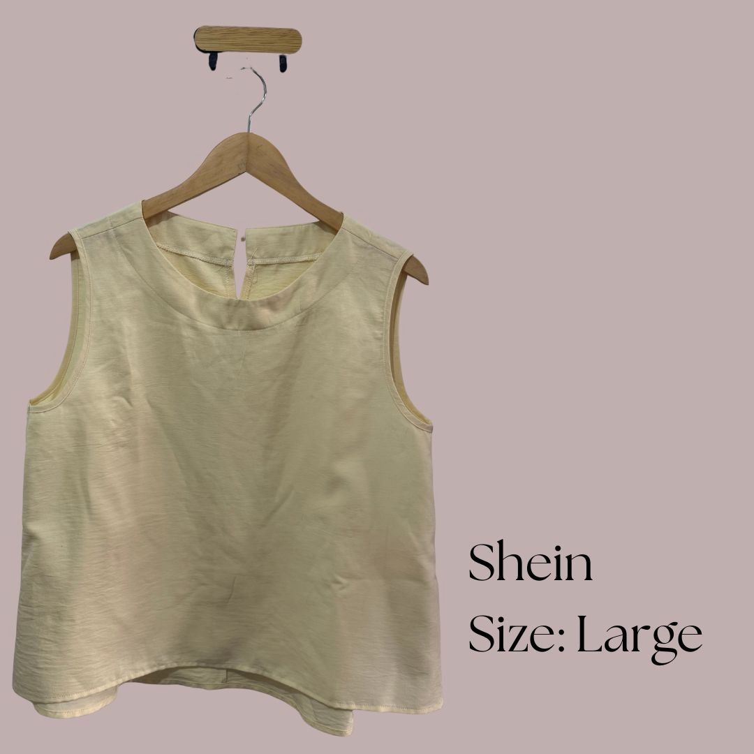 Shein butter yellow sleeveless (Category: Sleeveless) located in Imus. Submitted by closetbysevi (Listing ID 1464075002, Image 1). Description: Super ganda ng tela .