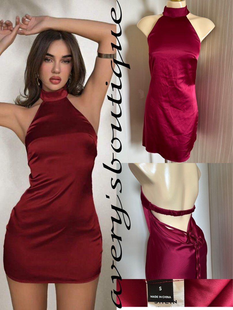 SHEIN red satin mini dress - SMALL (Category: Dresses) located in Quezon City. Submitted by averysboutiqueonfb (Listing ID 1463983937, Image 1). Description: ‼️PRICE IS NOT NEGOTIABLE‼️ 📍Location: Munoz,Quezon city. 🧾MOP: Gcash/BDO/Maya/Maribank 🚚MOD: J&T/Lalamove ❌No rush shipping ❌Measurements not available for certain items .