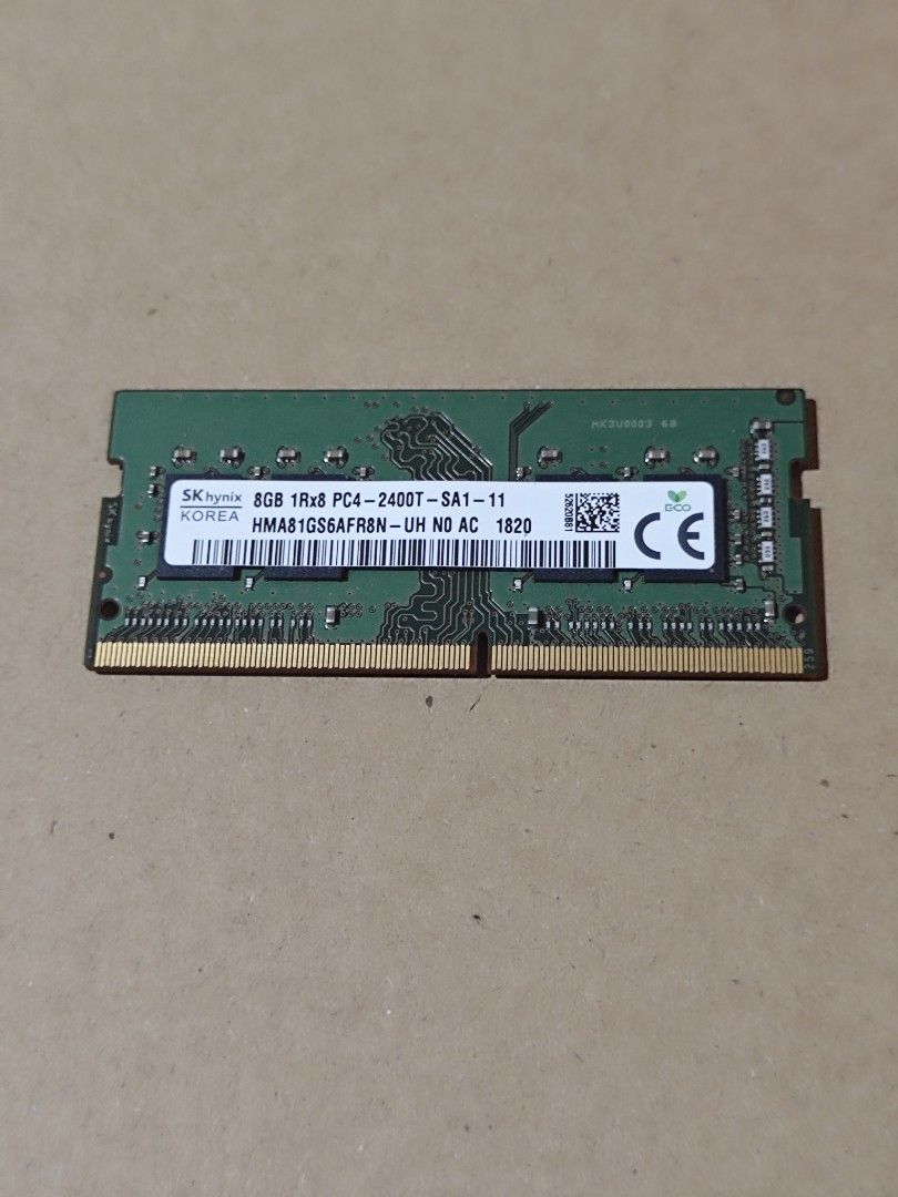 SK hynix 8GB DDR4 PC4-2400T RAM Module (Category: Computer Parts) located in Pasig City. Submitted by junoadef (Listing ID 1463947157, Image 1). Description: - SK hynix 8GB RAM Stick - Speed: PC4-2400T - Model Number: HMA81GS6AFR8N-UH.