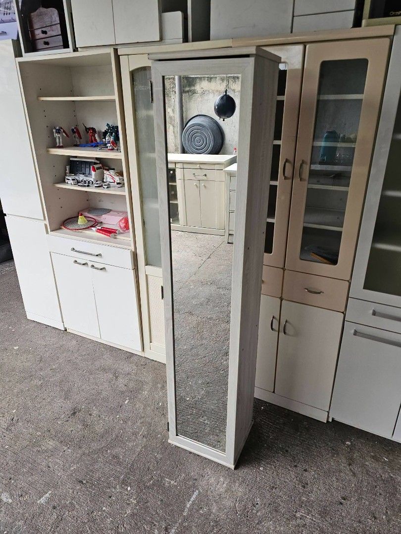 Slim Mirror organizer (Category: Other Home Furniture) located in Meycauayan. Submitted by marygracecasimiro (Listing ID 1464136835, Image 3). Description: Slim Mirror Organizer‼️₱9,000‼️ 👉Space Saver! 😍😘🥰 ✔️L-13.5 H-67 W-12 Inches 📐 ✔1 Door and 8 Shelves 🗄 ✔️Solidwood 🪵 ✔Scratches As-is! 👌🩷💙 #highlights #followers.