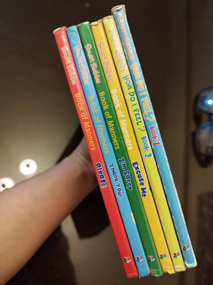 Smart Babies Book Set - Manners & Feelings (Category: Children's Books) located in Pasig City. Submitted by kimpr (Listing ID 1464096124, Image 2). Description: For SALE TAKE ALL Set of 6 Smart Babies books Includes the following titles: •How Do I Feel? Book 1 •How Do I Feel? Book 2 •Book of Manners - Excuse Me •Book of Manners - I'm Sorry •Book of Manners - Thank You! •Book of Manners - Please - Teaches young children social skills and emotions.