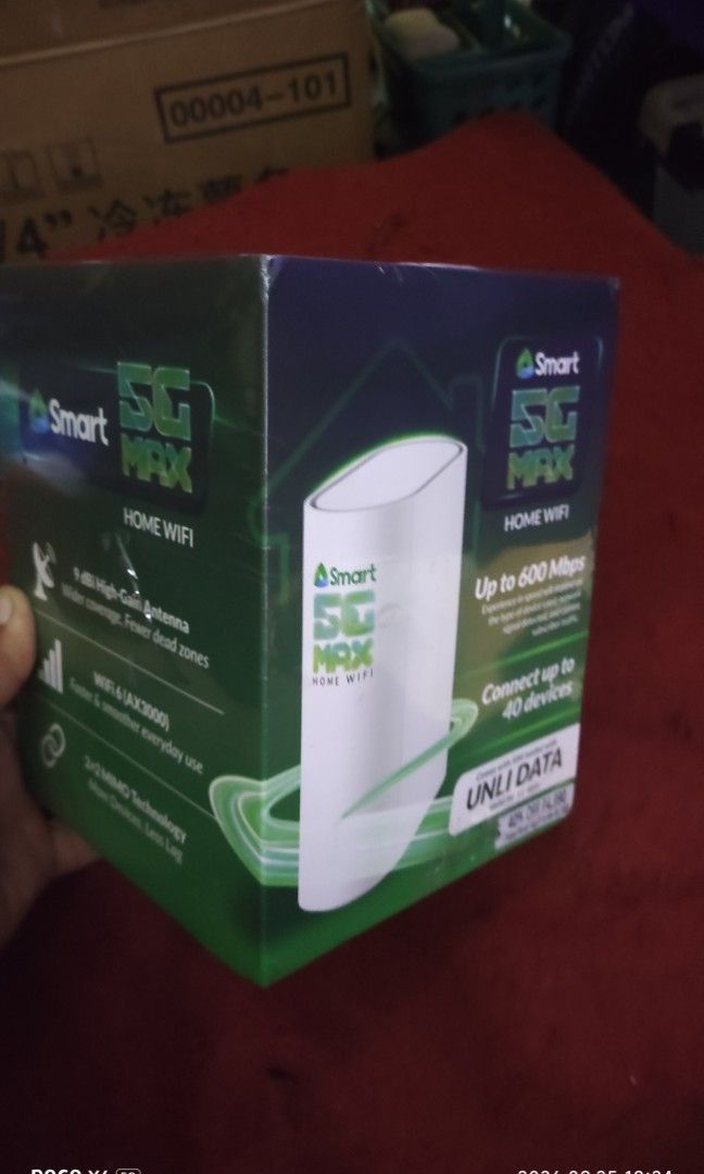 Smart Home Wifi 5G Max (Category: Office & Business Technology) located in Pasay City. Submitted by ourgadgetsph (Listing ID 1464036451, Image 3). Description: For Sale Brand New Sealed Smart Home Wifi Modem 5G Max With Sim and Free Load 15 Days Unli Internet Free Delivery nearby areas Bacoor,Pasay, Parañaque,Las Pinas and Muntinlupa.