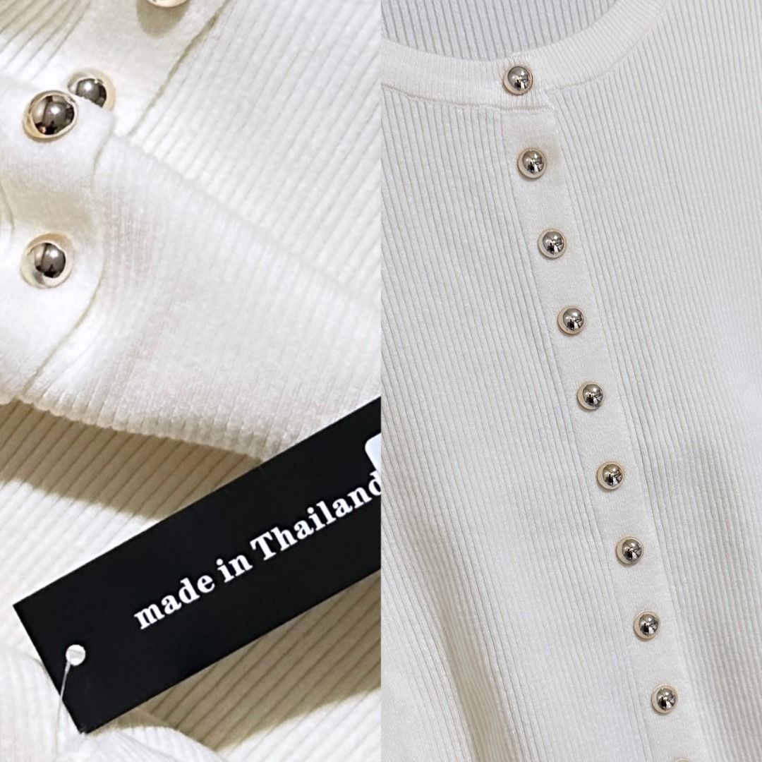 BKK Soft Knitted Button-Front Cardigan Top (Category: Blouses) located in Lucena. Submitted by the.hidden.closet (Listing ID 1463981522, Image 2). Description: DECLUTTERING SALE ✨ • Soft knitted fabric — not see-through • Cool and comfortable on the skin • Functional button-front closure • Can be worn as a cardigan or buttoned up as a top • Size: One Size • Dimensions (laid flat): 20” L × 15” W • Fits up to approximately 40” bust • Stretchable an
