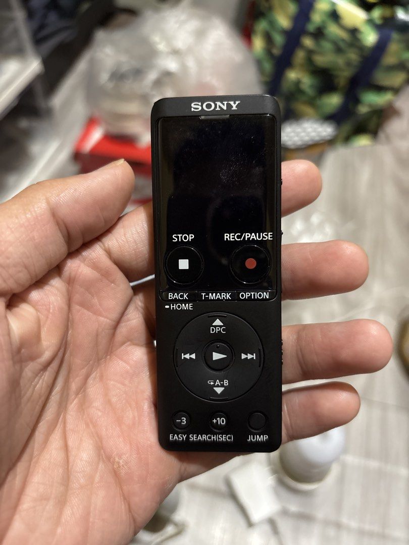 Sony ICD-UX570 Digital Voice Recorder (Category: Voice Recorders) located in Makati City. Submitted by eyesteward (Listing ID 1464043919, Image 1). Description: - Sony Digital Voice Recorder in Black - Ideal for recording lectures and meetings - Features Stop, Record/Pause, Back, T-Mark, Option, Home, DPC, and Easy Search buttons - Convenient volume control and USB port on the side - Compact and easy to carry design.