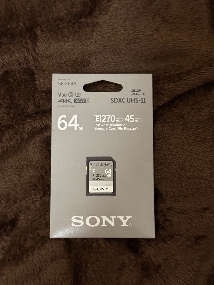 Sony SF-E64A 4K 64GB Memory Card (Category: Other Photography Accessories) located in Caloocan City. Submitted by shaigundran (Listing ID 1464105009, Image 1). Description: 💾 FOR SALE: Sony SF-E64A 4K 64GB Memory Card ✨ Brand new / never been used 📦 Complete set with packaging and inclusions 🎥 for: • 4K video recording • Cameras and camcorders • Vlogging and content creation • Travel and everyday photography • High-quality photo and video stor