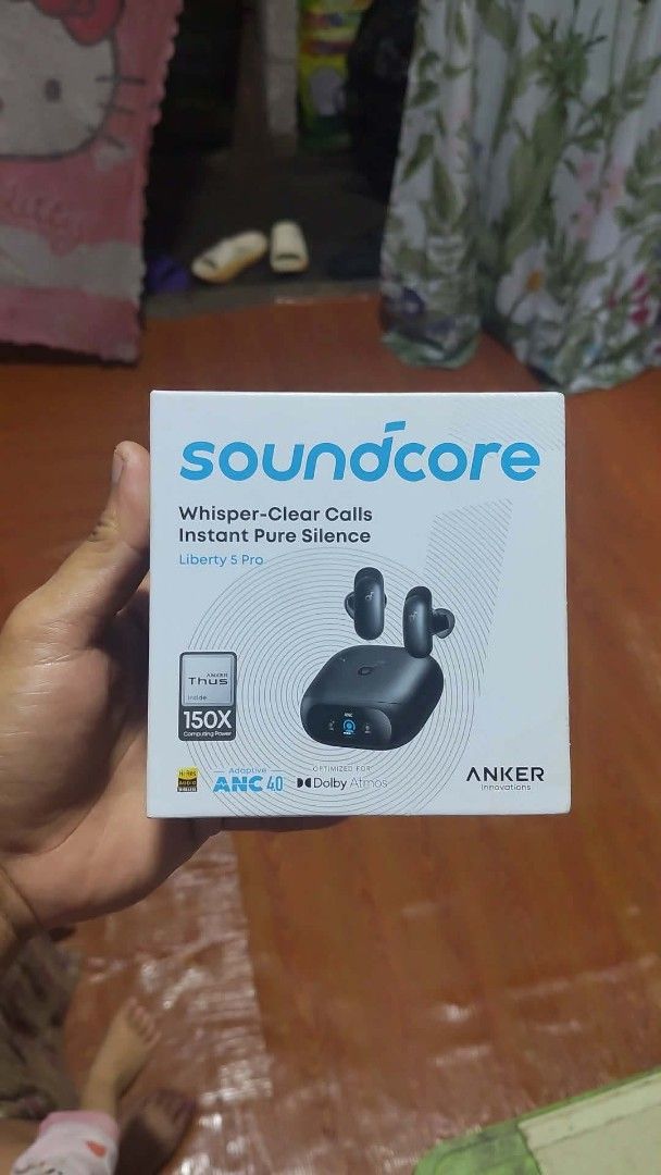 Soundcore Liberty 5 Pro True Wireless Earbuds (Category: Earphones) located in Manila. Submitted by prince__24 (Listing ID 1463944310, Image 1). Description: - Soundcore Liberty 5 Pro Earbuds - Whisper-clear calls for seamless conversations - Adaptive ANC 4.0 for instant, pure silence - Optimized for Dolby Atmos for immersive audio - Powered by 150X computing for superior performance - Experience great sound quality.