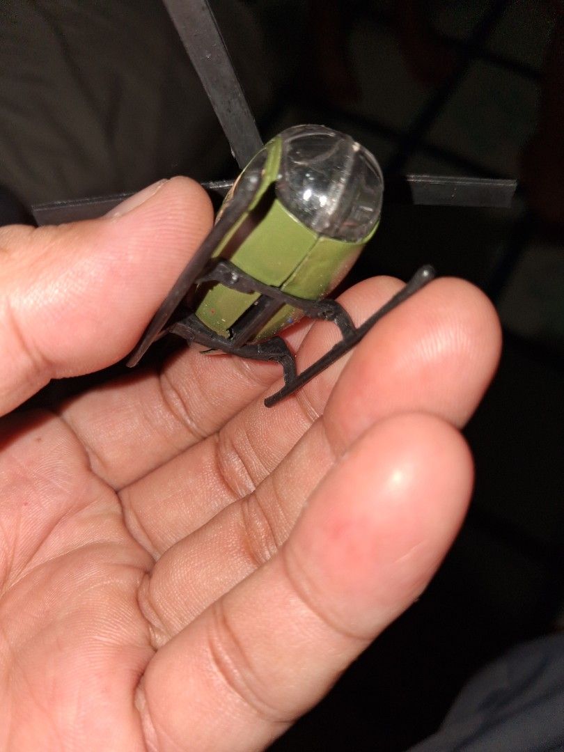 Special Forces Toy Helicopter with Camouflage (Category: Kids Toys) located in Manila. Submitted by marcas022798212 (Listing ID 1464051698, Image 3). Description: - Camouflage design toy helicopter - 'Special Forces' branding - Red star emblem on the side - Black blades - Palm-sized for easy handling - Ideal for collectors and kids who enjoy military-themed toys.
