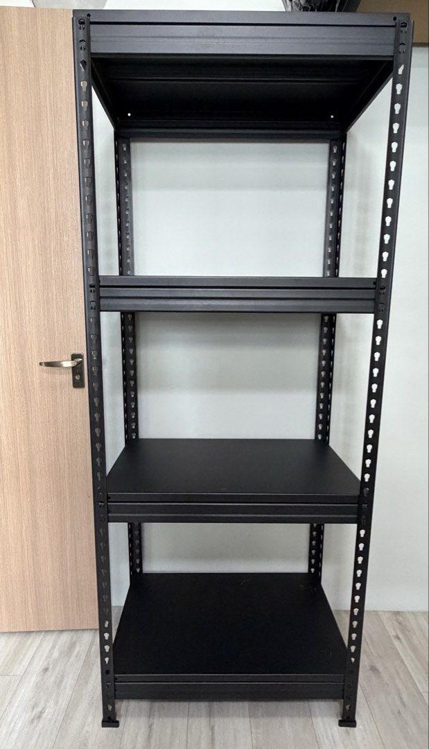 Storage racks (different lengths available) (Category: Shelves, Cabinets & Racks) located in Singapore. Submitted by dreamfree (Listing ID 1463977458, Image 1). Description: $80 Small rack: Length: 75cm, Breadth: 45cm, Height: 185cm $90 Big rack: Length: 105cm, Breadth: 45cm, Height: 185cm Boltless, metal racks, strong and durable. Able to dismantle for self collection. Bundle sale: $160 (small+big rack).