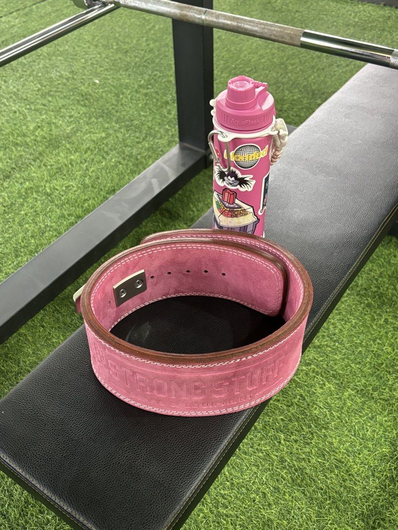 Strong Stuff 10mm Pink Powerlifting Belt (Lever) (Category: Other Sports Equipment and Supplies) located in Davao. Submitted by mochimarie (Listing ID 1463953991, Image 1). Description: • Pink powerlifting lever belt • Brand: Strong Stuff • RFS: quitting • item originally bought for 4950php • slightly negotiable .