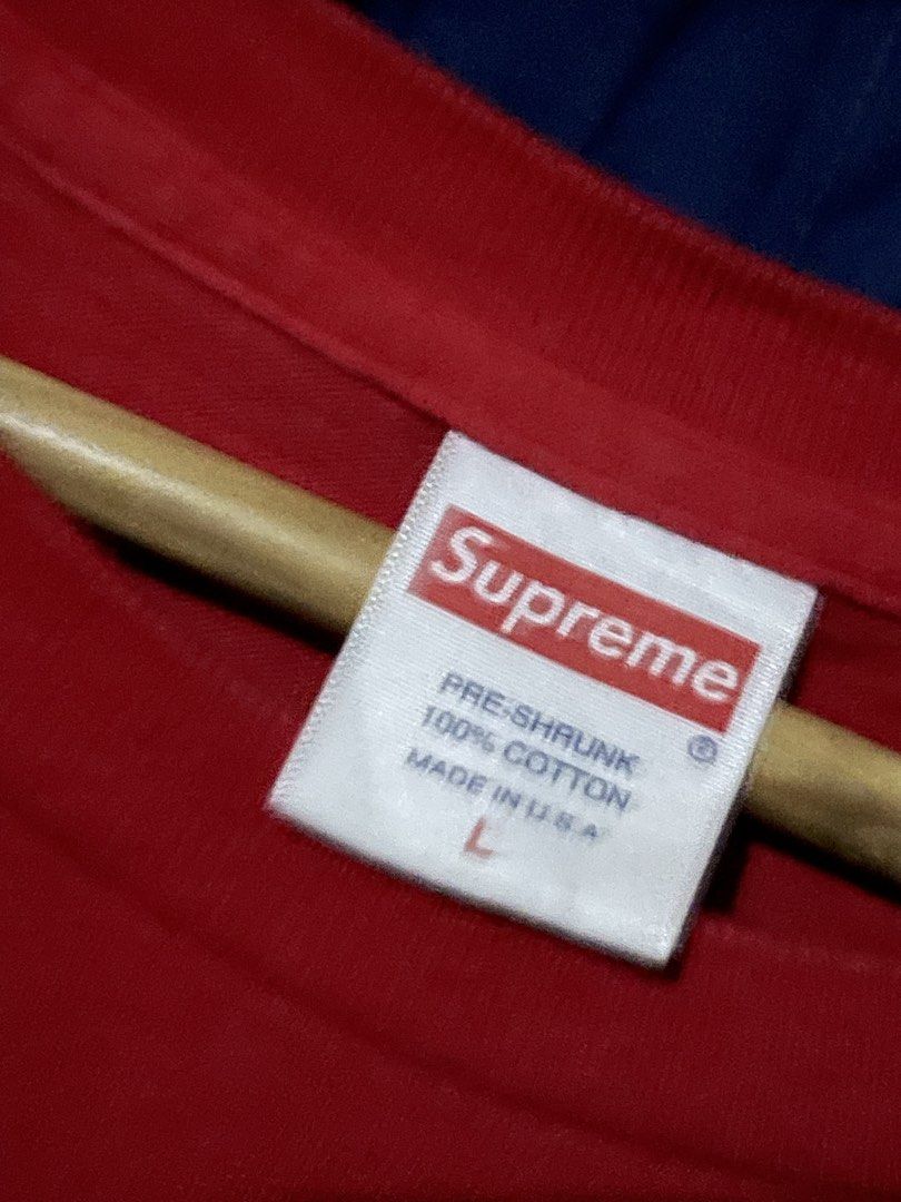 Supreme (Category: Formal Shirts) located in Manila. Submitted by owner4garmen.story (Listing ID 1463953875, Image 3). Description: Supreme Nun Sweater - RED (Limited Piece) Measurements (inches): Width: 23 Length: 28.5 Good condition Flaw(s): Minor cracks Authentic For more deets ₱ slide through my dm 📨.