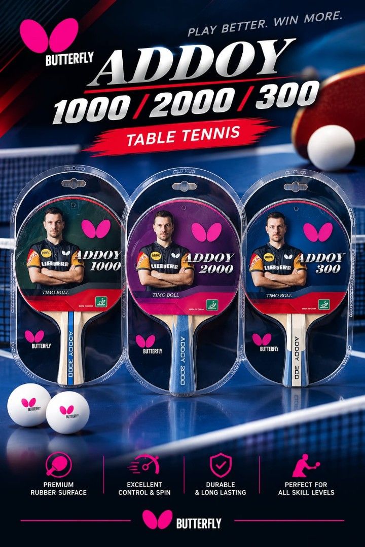 Table tennis racket (Category: Racket and Ball Sports) located in Quezon City. Submitted by bellemarketing (Listing ID 1463963729, Image 1). Description: Table Tennis Racket for sale 🔸️Addoy 1000 php 1000 🔸️Addoy 2000 php 1100 🔸️Addoy 3000 php 1200 🔸️RDJ php 900 For pick up @ Q.C.