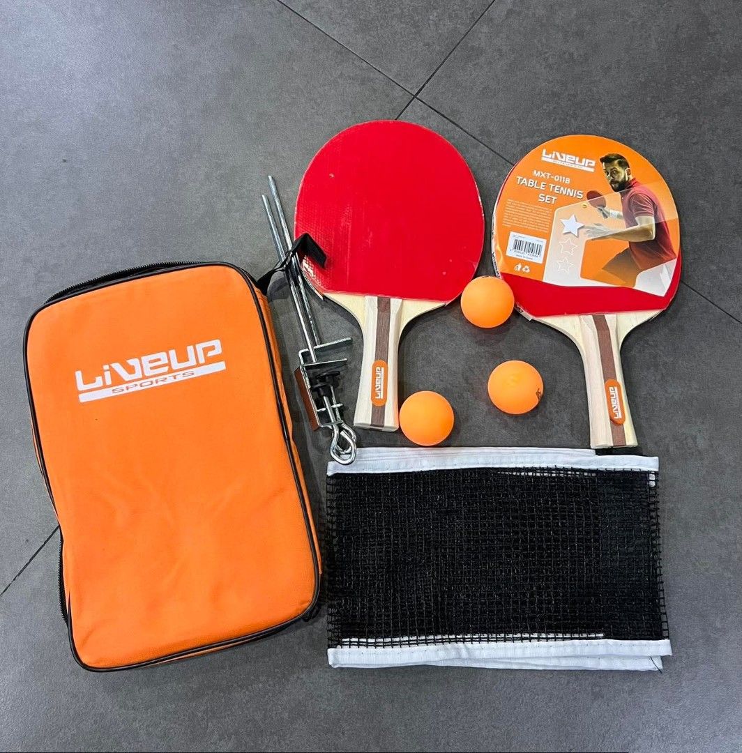 Table tennis set (Category: Racket and Ball Sports) located in Quezon City. Submitted by bellemarketing (Listing ID 1463965049, Image 2). Description: Table tennis set for sale Set included: 2pcs racket 1pc net 3pcs T.tennis balls 🔸️mxt011 set php 400 🔸️Liveup set with bag php 500 For pick up @ Q.C.