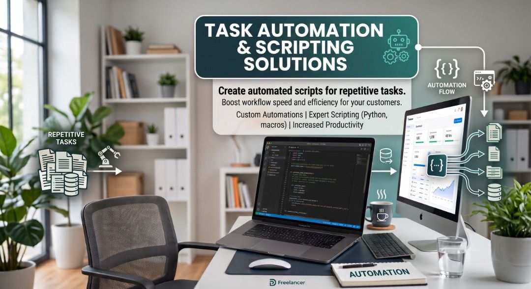 Task Automation & Scripting Solutions - Python, Macros (Category: Office & Business Technology) located in Singapore. Submitted by acez253894 (Listing ID 1464061058, Image 1). Description: Starting from just $15 Have a repetitive task that you keep doing manually? I can create a simple Python automation script to automate repetitive tasks and make your workflow faster and easier. What I can automate - Rename or organise files and folders - Proces