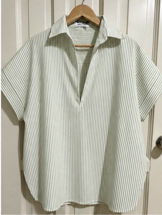 Thailand Striped Collared Blouses (Category: Blouses) located in Antipolo. Submitted by p0123 (Listing ID 1464063837, Image 2). Description: - Selling these 3 polo shirt blouses AS A SET for 700 - Bought in Thailand - Oversized fit (fits XL-XXL) - Available in: Navy & White Pinstripes, Light Green & White Pinstripes, Pink & White Pinstripes - No tags but still brand new and never worn - RFS : too big - MOP : Gcash or bank transfer.