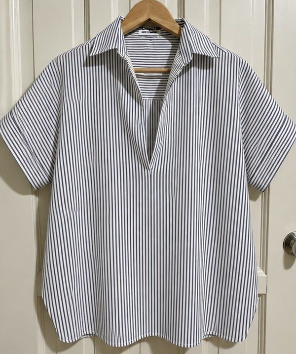 Thailand Striped Collared Blouses (Category: Blouses) located in Antipolo. Submitted by p0123 (Listing ID 1464063837, Image 1). Description: - Selling these 3 polo shirt blouses AS A SET for 700 - Bought in Thailand - Oversized fit (fits XL-XXL) - Available in: Navy & White Pinstripes, Light Green & White Pinstripes, Pink & White Pinstripes - No tags but still brand new and never worn - RFS : too big - MOP : Gcash or bank transfer.