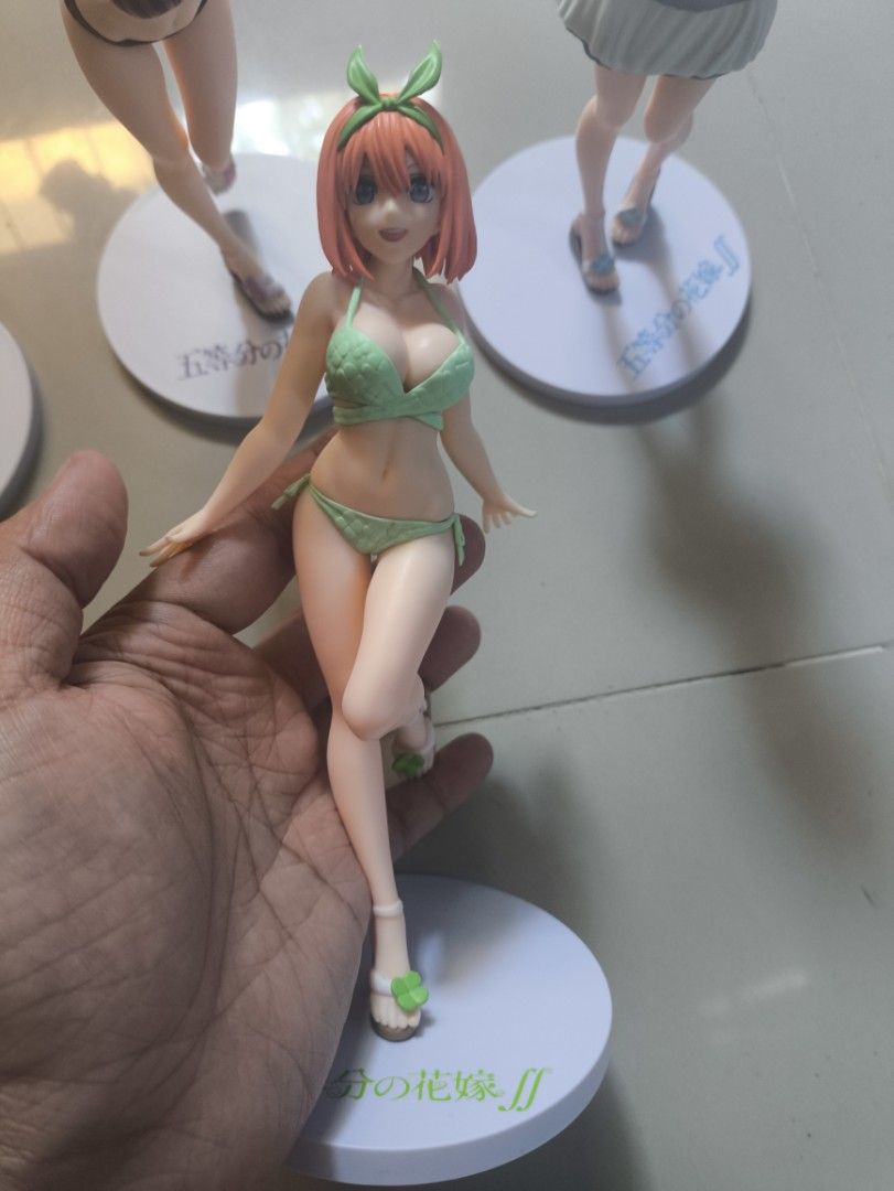 The Quintessential Quintuplets Swimsuit Figures Set (Category: Figurines & Statues) located in Imus. Submitted by njansen (Listing ID 1463977927, Image 2). Description: - Set of 4 The Quintessential Quintuplets figures - Featuring Ichika, Nino, Miku, and Yotsuba - All figures are wearing cute swimsuits For sale as set for 1200. no issue sa mismong fig, pero dalawa nalang may box dyan tanda ko ship via lalamove or lbc pwedeng meetup around imus ca