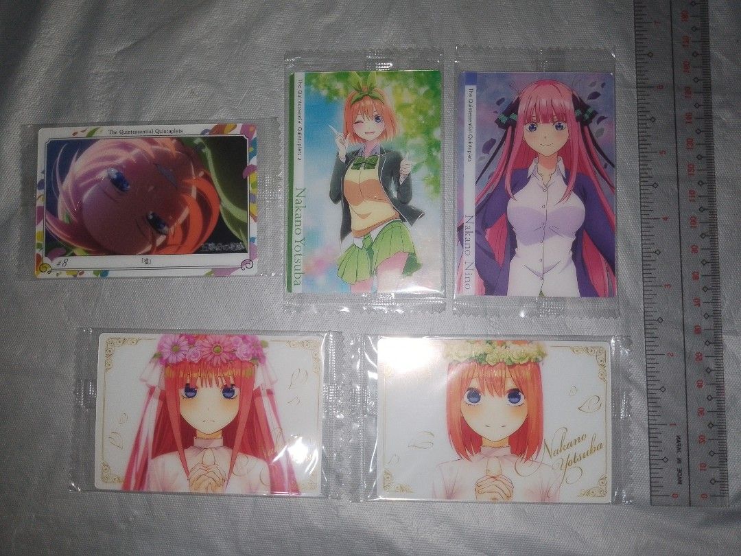 The Quintessential Quintuplets Cards (Category: Raw Singles) located in Naic. Submitted by morosetoys (Listing ID 1464034341, Image 1). Description: 5 pieces set all sealed. 1 day reservation only. ‎GCash payment then Flash Express or Lalamove delivery. ‎No COD or COP. ‎No Meet Up. ‎No trade. ‎Please send me a message for other questions..