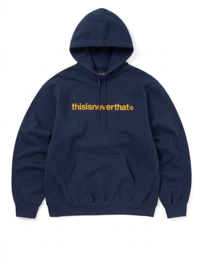 thisisneverthat Navy Blue Hoodie XL (Category: Coats, Jackets and Outerwear) located in Manila. Submitted by galitsabarat (Listing ID 1464077621, Image 1). Description: EXCELLENT CONDITION COLOR MAY VARY DUE TO LIGHTING IMBROIDED GOLD SCRIPT LOGO 9.7/10 color rate 24.5x29 dimes heavy weight fresh from bale kaya malukot - Brand: thisisneverthat - Color: Navy Blue - Size: XL - Features: Signature yellow logo on front, front pocket, drawstring hood 