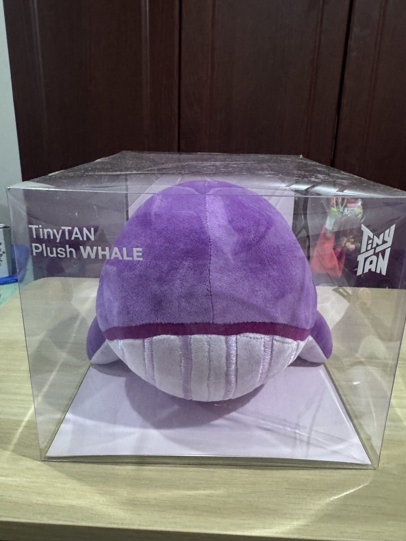 TinyTAN Plush Whale Toy (Category: Plushies & Soft Toys) located in Manila. Submitted by pattywps (Listing ID 1464094465, Image 2). Description: Tiny Tan Whale Plush Toy - opened once to check item - box is slightly dented and some scratches - MOD: SDD only 🙇‍♀️ rfs: downsizing collection.
