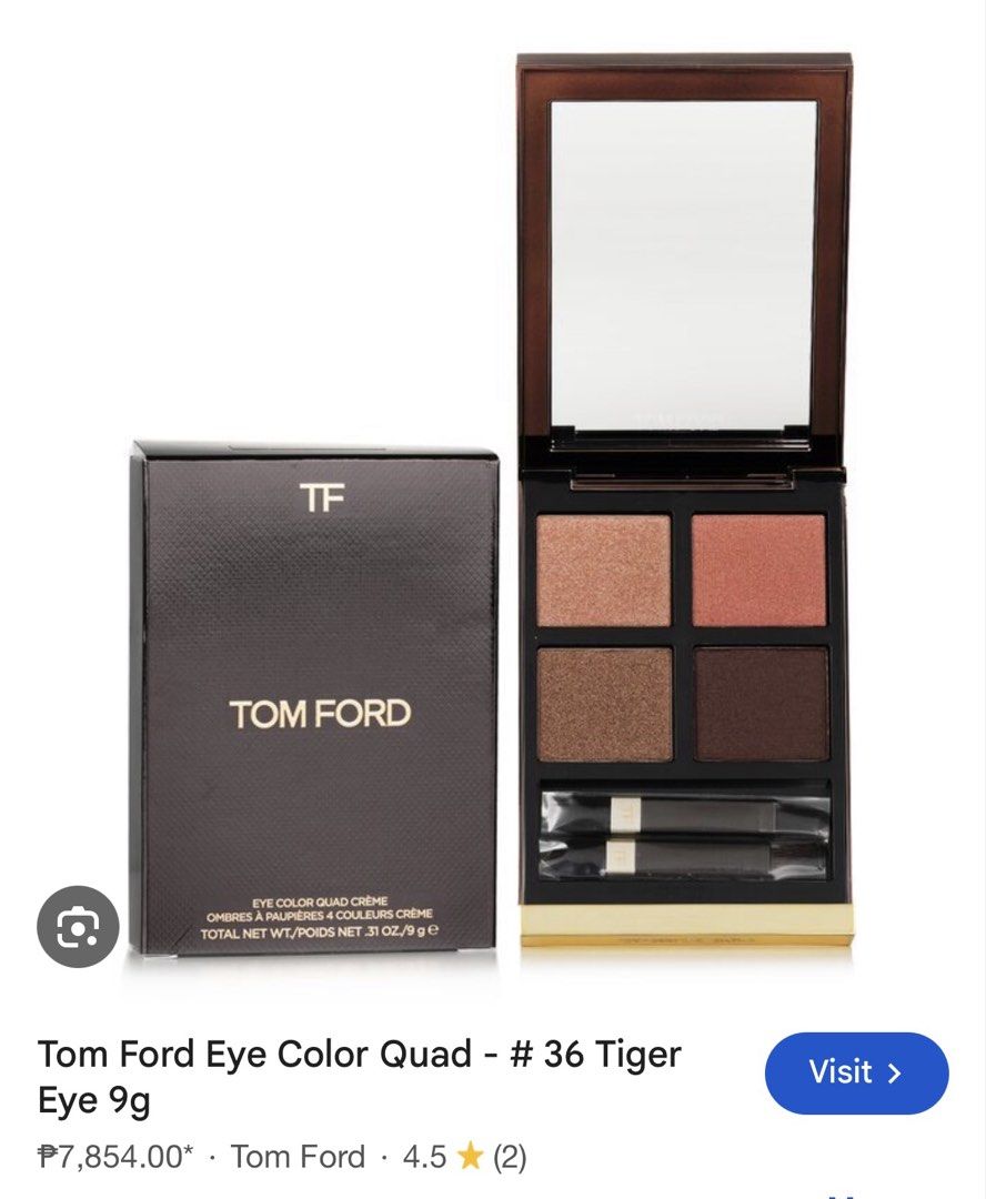 Tom For Eyeshadow Palette 036 Tiger Eye (Category: Makeup) located in Pasay City. Submitted by keynbloom (Listing ID 1464116416, Image 3). Description: - barely used;can't find the brush - shade: TIGER EYE - SRP: ₱7k+.