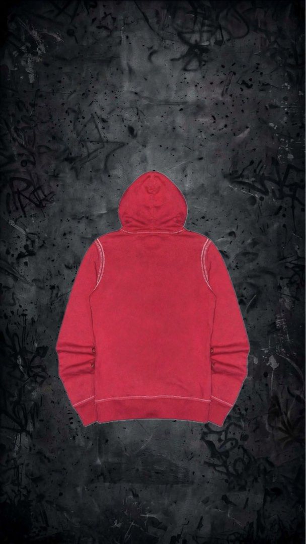 True Religion (Category: Hoodies) located in Manila. Submitted by owner4garmen.story (Listing ID 1463954313, Image 2). Description: True Religion Hoodie - RED Thick stitching Measurements (inches): Width: 19 (M) Length: 28 Good condition Flaw(s): Minor loosestitch Authentic 🏷️Php 3,500.