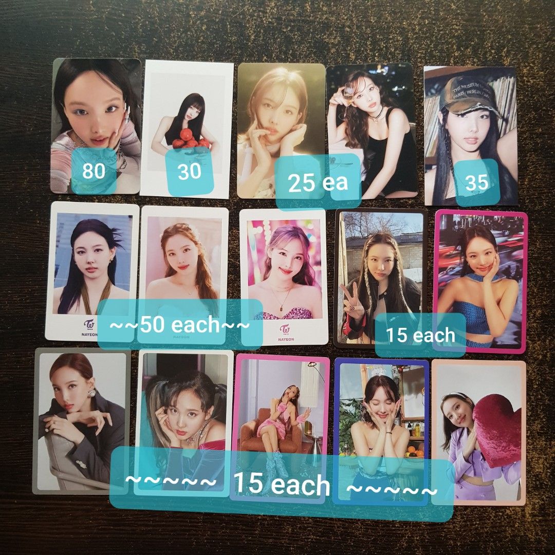 TWICE Nayeon Photocards - Official (Category: K-Wave Merchandise) located in Manila. Submitted by lenn2021 (Listing ID 1464125988, Image 2). Description: Official TWICE Nayeon photocards Declutter Sale! Prices on pic mode of delivery: J&T mode of payment:gcash deadline of payment:PAYO(Prio)/3days location:Manila >🙅‍♀️Sensitive.