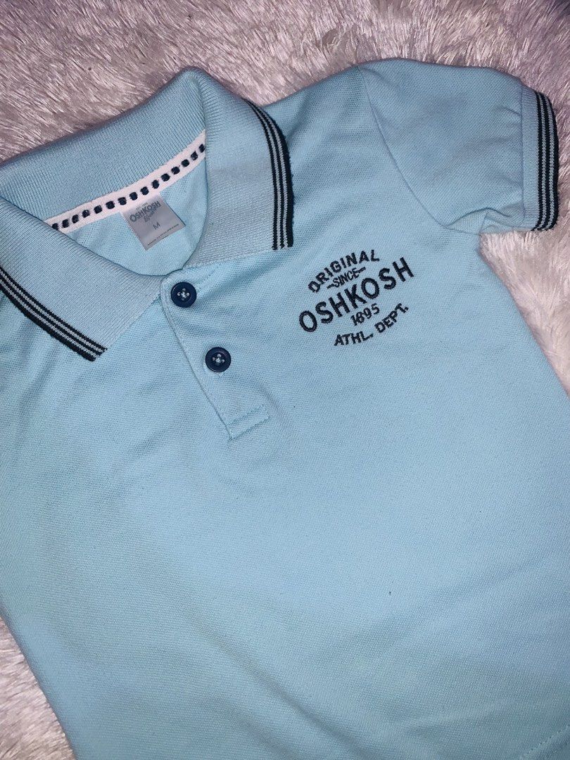 Two-piece OshKosh outfit set (Category: Babies & Kids Fashion) located in Pasig City. Submitted by nyca1989 (Listing ID 1464041367, Image 3). Description: Two-piece OshKosh outfit set for boys featuring a light blue polo shirt with athletic chest embroidery paired with matching denim pants. Fit to 12-24 months Up to 3T petit.