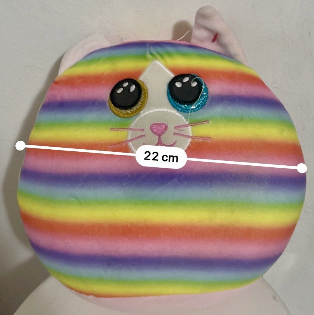 Ty Beanie Boos Rainbow Cat Plush Toy (Category: Plushies & Soft Toys) located in Pasig City. Submitted by royalregistry (Listing ID 1464070309, Image 3). Description: - Adorable rainbow cat plush toy - Features big sparkly eyes and a sweet smile - Dimensions: Approximately 22cm wide x 21cm tall - Made with soft, cuddly material - Ideal gift for kids or a must-have for collectors .