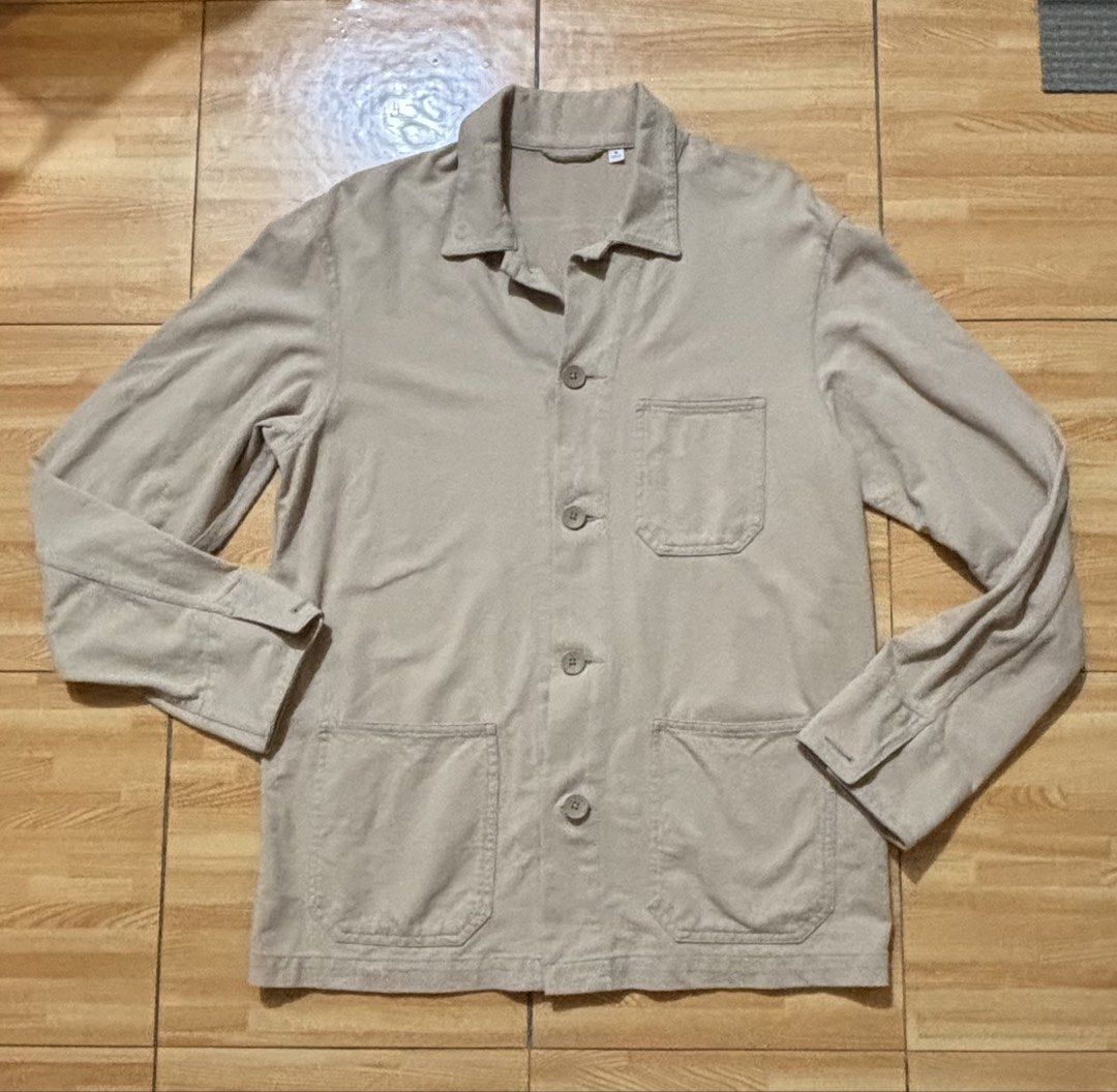 UNIQLO Men's Washed Jersey Work Jacket (Category: Coats, Jackets and Outerwear) located in Binan City. Submitted by rdgerevilla (Listing ID 1463958640, Image 2). Description: UNIQLO Men's Washed Jersey Work Jacket ₱450 Medium on tag Lightly used Location: Binan.