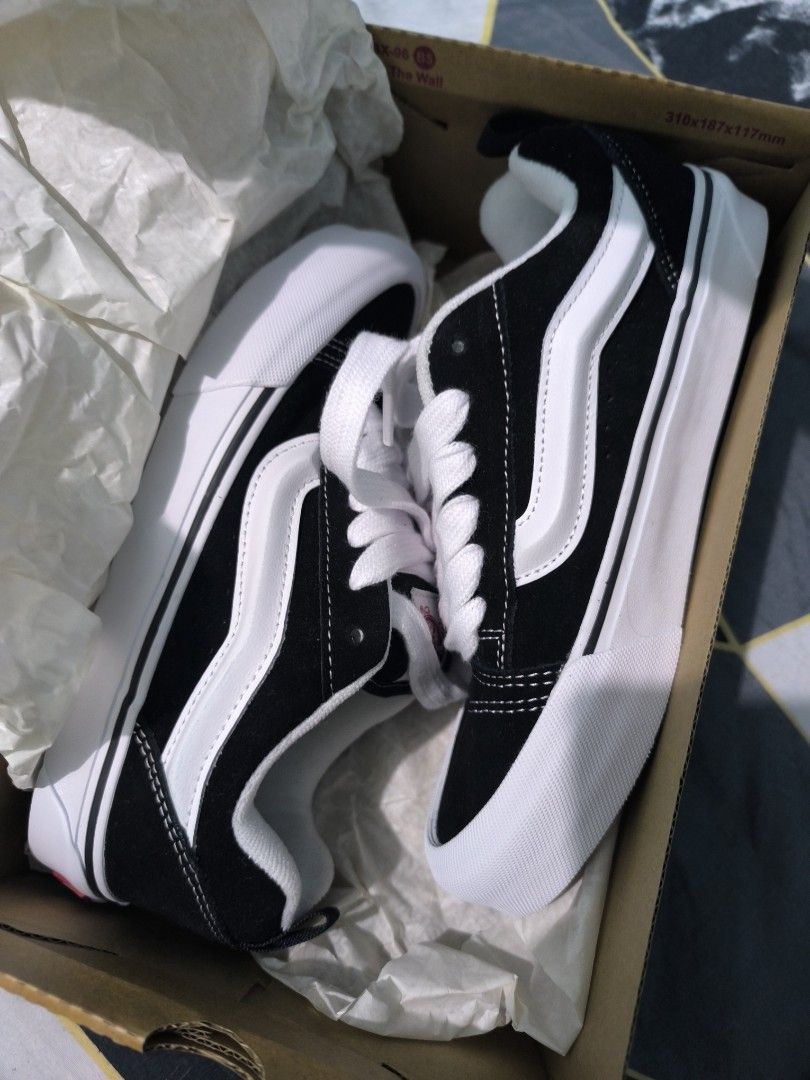 Vans Knu Skool Black White Shoes (Category: Sneakers) located in Manila. Submitted by yanggoonz (Listing ID 1464062911, Image 2). Description: forsale with paper bag and receipt, sinukat lang - Vans Knu Skool - Color: Black and White - Size: 5.5 UK / 7 US Women's / 43 EUR / 27.5 CM - Original box included - Classic Vans design.
