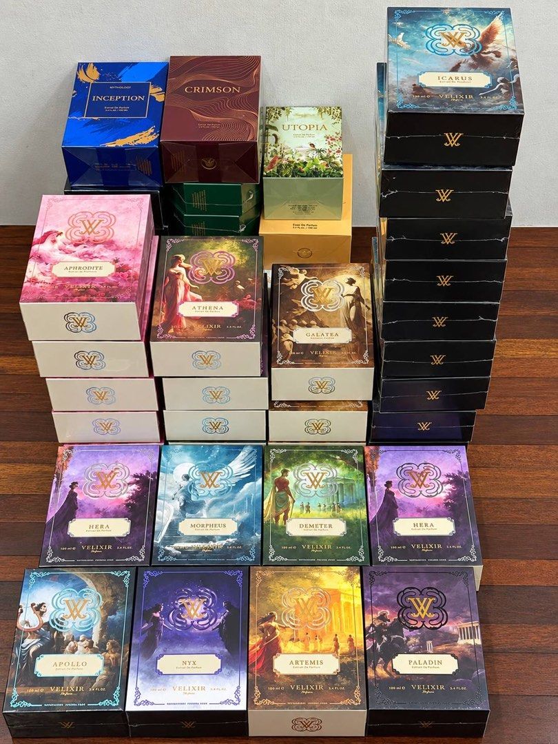 VELIXIR PERFUME 100ML (Category: Body Care) located in Makati City. Submitted by cjonlineshop.10 (Listing ID 1463945708, Image 1). Description: VELIXIR PERFUME Brandnew & Sealed 100ml Available: •Athena •Aphrodite •Hera •Galatea •Icarus (Best Seller) •Nyx •Paladin •Demeter •Artemis •Morpheus •Demeter.