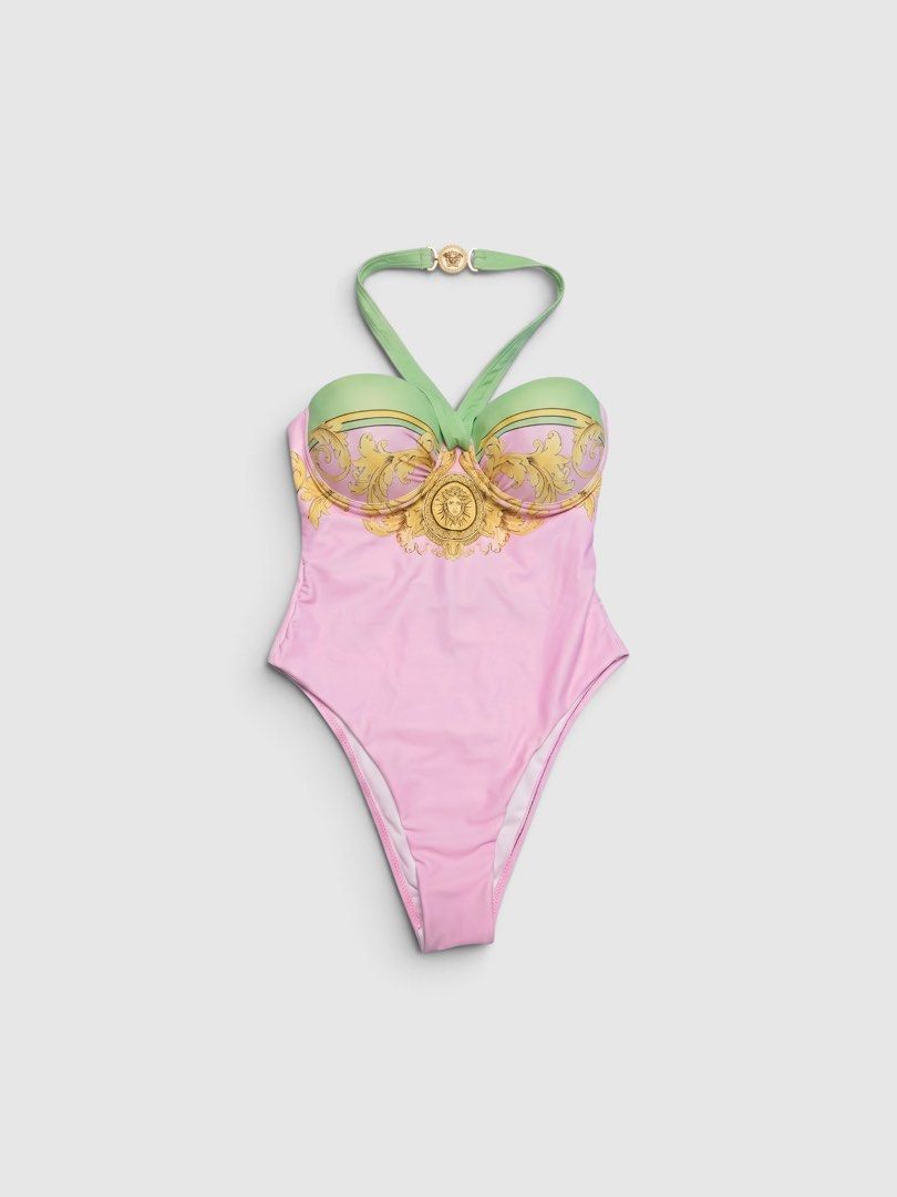 Versace Pink Halter One Piece Swimsuit (Category: Luxury Apparel) located in Manila. Submitted by designerarchives.ph (Listing ID 1464008343, Image 2). Description: S, M, L, XL Trusted by celebrities! Sofia Andres, Kylie Versoza, Elisse Joson, etc. Add 300 if you want a box. •10-15 days eta •Downpayment is required •Buyer will shoulder the shipping - LBC for provincial / Lalamove for NCR..