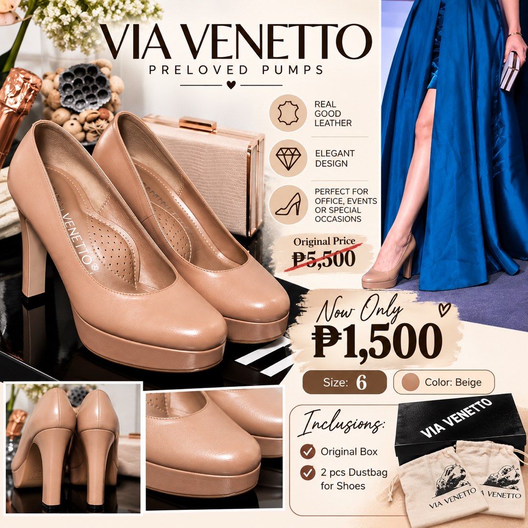 Via Venetto Shoes Size 6 (Category: Heels) located in Lipa City. Submitted by mariegaring (Listing ID 1463666564, Image 2). Description: Light Brown Color.