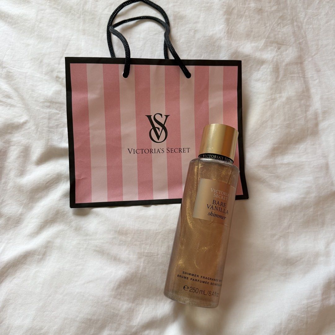 Victoria's Secret Bare Vanilla Shimmer (Category: Fragrance & Deodorants) located in Mabalacat. Submitted by pauwieee12 (Listing ID 1463956906, Image 1). Description: - Victoria's Secret Bare Vanilla Shimmer Fragrance Mist - Scent: Sweet Vanilla with Shimmer - Size: 250ml / 8.4 fl oz - Includes Victoria's Secret Paper Bag - From Australia .