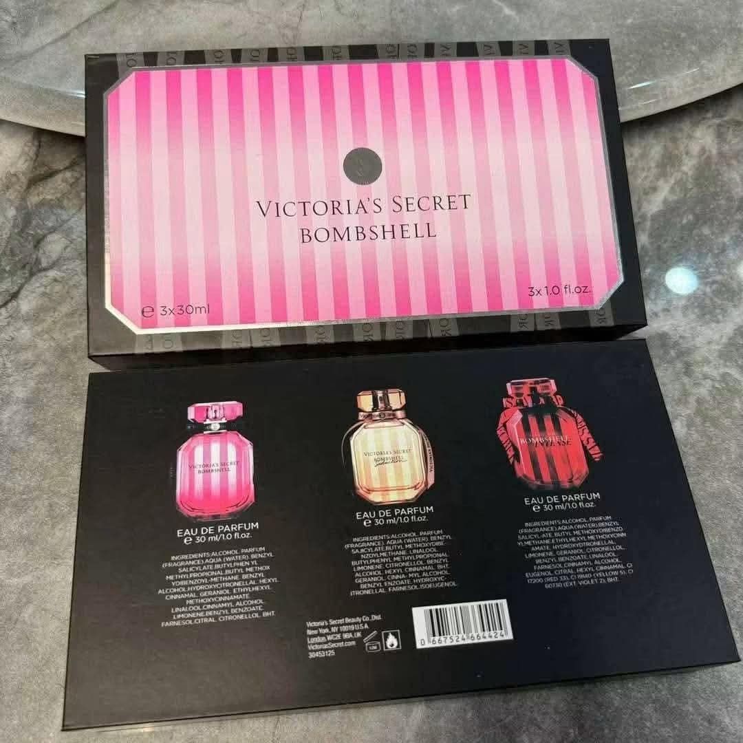 Victoria's Secret Bombshell 3-in-1 mini perfume gift set (Category: Fragrance & Deodorants) located in Quezon City. Submitted by stuffs.hellyy (Listing ID 1464045809, Image 2). Description: .