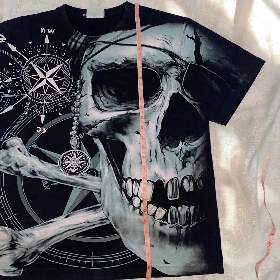 Vintage compass tee (Category: Tshirts & Polo Shirts ) located in Digos. Submitted by thriftnigoy (Listing ID 1463998015, Image 3). Description: VINTAGE SKULL COMPASS LASER PRINT PM📥 Dimes: inches Width 22 length: 27 Medium - Excellent condition - color rate 9.8 - no issue.