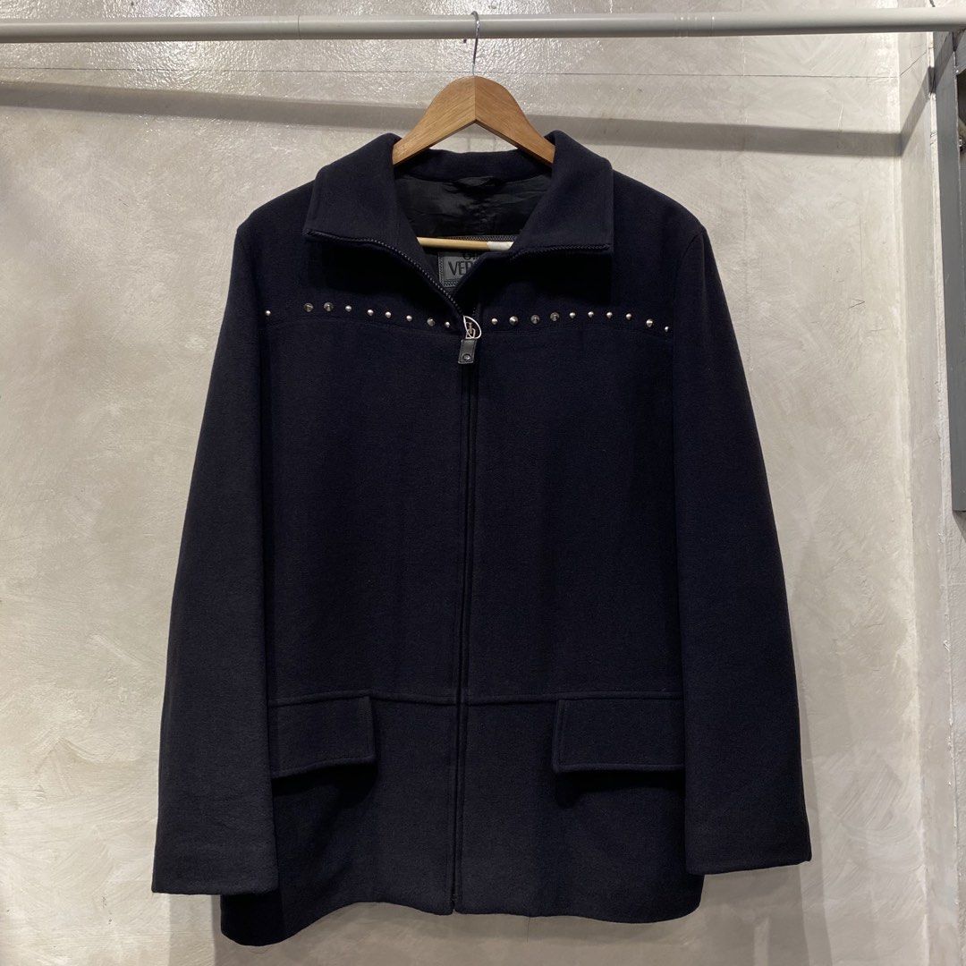 Vintage Gianni Versace Couture Wool Blazer Jacket (Category: Luxury Apparel) located in Quezon City. Submitted by rebirthalley (Listing ID 1463996869, Image 1). Description: Width-22.5 Length-29 Sleeve-23 Shoulder-17.5 Hem-20.5 Excellent Condition No flaws.