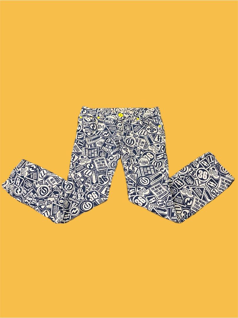 Vintage graphic low waisted jeans pants (Category: Jeans) located in Pasig City. Submitted by s0phiesells (Listing ID 1464025580, Image 1). Description: Great quality and bought in a vintage flea market in japan:).