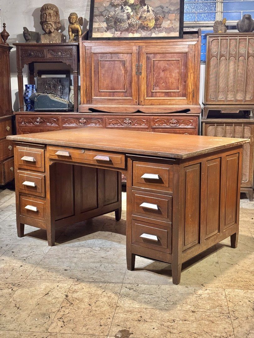 Vintage Narra Wide Office Table (Category: Other Home Furniture) located in Manila. Submitted by sinaunang_gamit (Listing ID 1463982649, Image 2). Description: Vintage Narra Wide Office Table Length: 61 inches Height: 31 inches Width: 36 inches ₱10k.