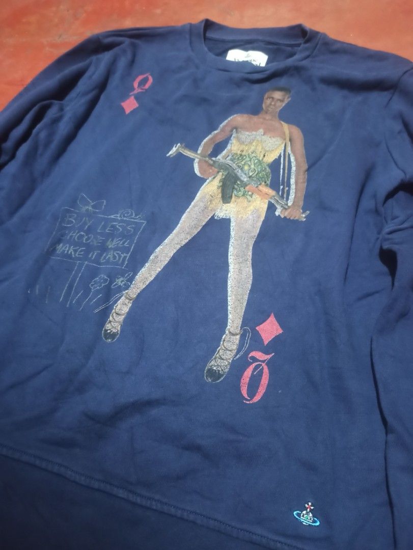 vivianne westwood (Category: Announcements) located in Davao. Submitted by thriftnisayre (Listing ID 1463995866, Image 2). Description: vivianne Crewneack excellent condition color rate 9/10 issue crack laser prent navy blue color dimes 21/27.