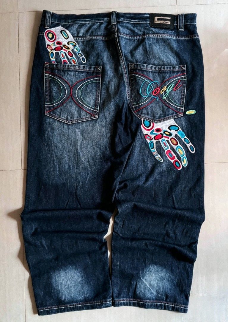 Y2k coogi baggy pants (Category: Jeans) located in Tigaon. Submitted by tungtungtungsahere_67 (Listing ID 1463964688, Image 1). Description: size 44 lenght 46 thigh 17 leghole 11 drop offer baka mag ka sundo claim: 3,500.