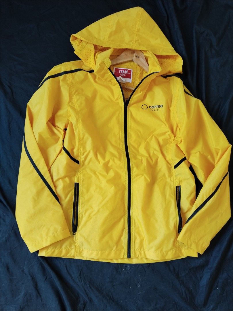 Yellow Windbreaker (Category: Coats, Jackets and Outerwear) located in Mabalacat. Submitted by al_amin_thrift (Listing ID 1463956174, Image 1). Description: 🟡 Team 365 — Carma Project / Automotive Safety Team Windbreaker — Size S/P ✅ Brand: Team 365 (performance outerwear) ✅ Collaboration/Logos: Carma Project (embroidered front), Automotive Safety Team (back) ✅ Size: S / P — Small ✅ Color: Bright Yellow with black accents & piping ✅ Materials: -
