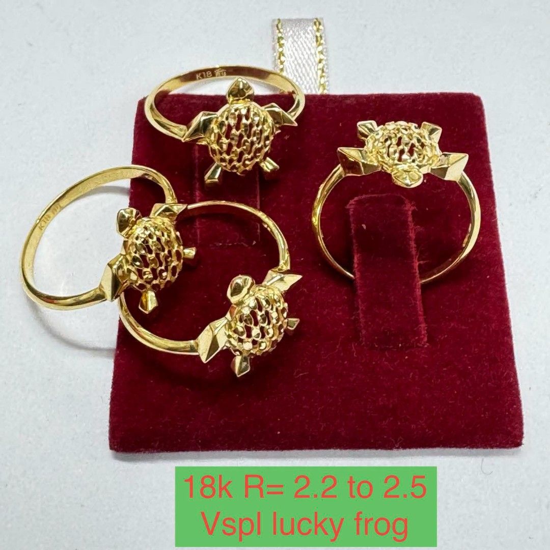 18k Saudi gold lucky frog ring (Category: Rings) located in Manila. Submitted by bhelgoldseller2ndaccount (Listing ID 1464191689, Image 1). Description: New!!✨New!!✨New!! Authentic 18k Saudi Golds 💯pawnable/naisasanla 💯with high appraisal rate 💯good investment 💯Direct supplier price 👉OPEN for resellers 🌺please take time to evaluate their actual sizes and grams 👉Best panggift for all occasions ✅ Sold per grams not per piece Kya lowest price